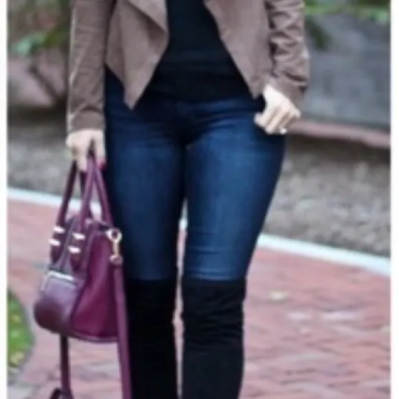 Black OTK fitted slouchy chunky heels boots