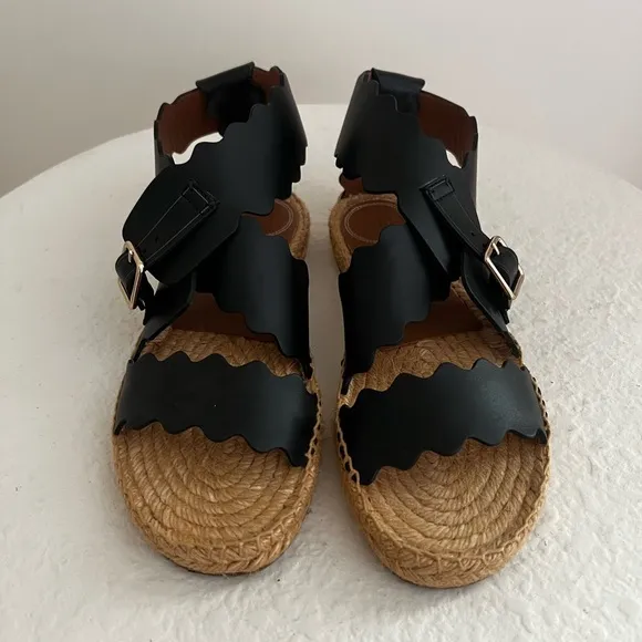 Black Scalloped Chloe Sandals