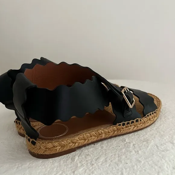 Black Scalloped Chloe Sandals