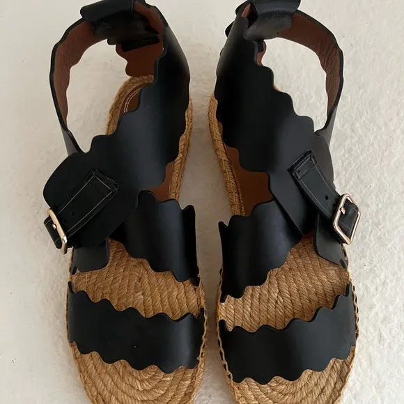 Black Scalloped Chloe Sandals