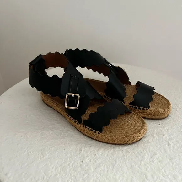 Black Scalloped Chloe Sandals