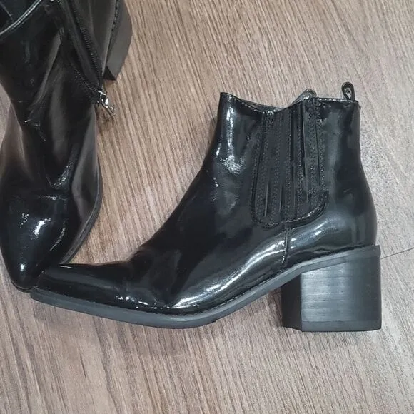 Blondo Elvina Waterproof patent Leather Ankle Boots black size 6.5