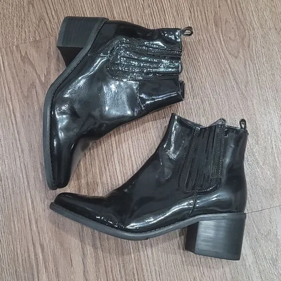 Blondo Elvina Waterproof patent Leather Ankle Boots black size 6.5