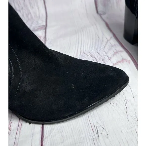 Blondo Women’s Sadie Ankle Boots Waterproof Chunky Heel Suede Leather Black 8.5