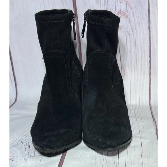 Blondo Women’s Sadie Ankle Boots Waterproof Chunky Heel Suede Leather Black 8.5