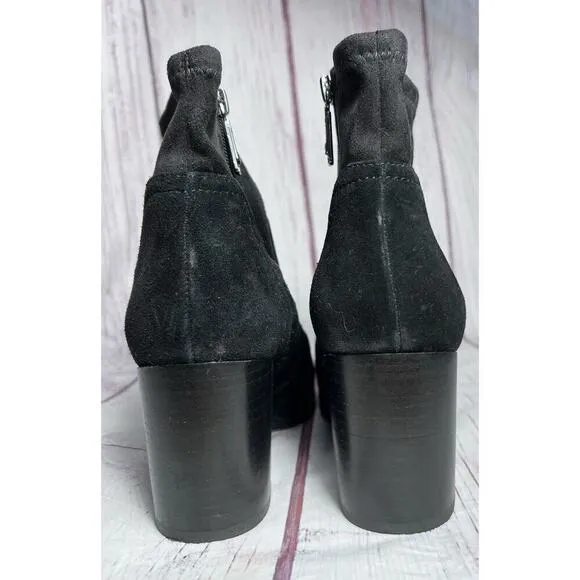 Blondo Women’s Sadie Ankle Boots Waterproof Chunky Heel Suede Leather Black 8.5