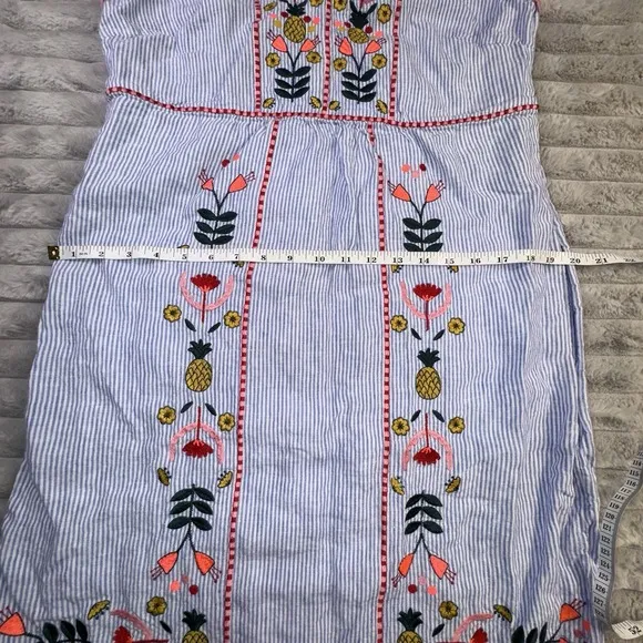 Boden Dress Sz 8 Long Bea 100% Linen Floral Embroidery Pineapple Beach Vacation
