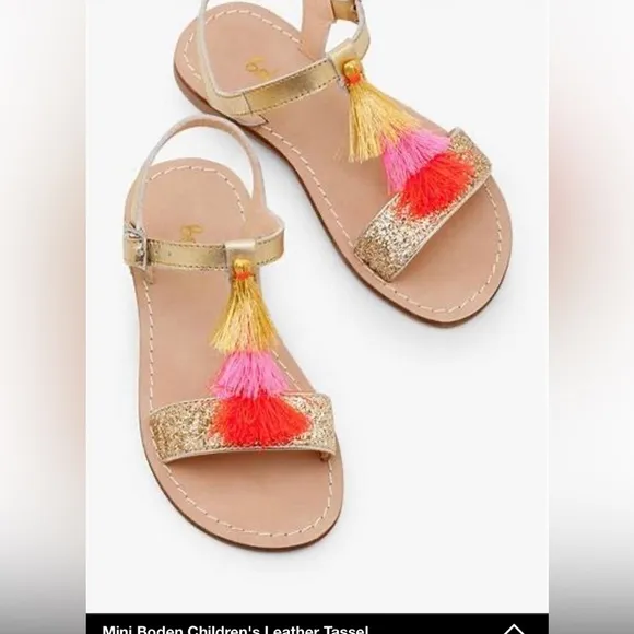 Boden girls leather tassels sandals size EU 37 (Size 5 US), great condition