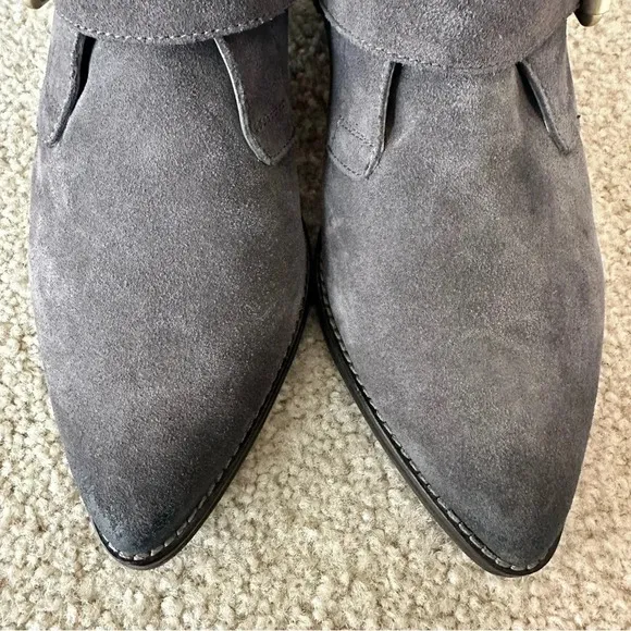 Boden Gray Suede Buckle Ankle Boots