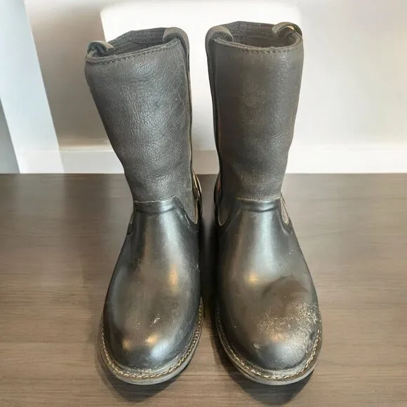 Bogs Boots Size 7 Womens Mason Black Rain Waterproof Pull On Cowboy Style