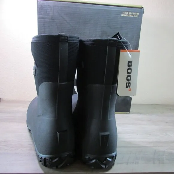 Bogs Men's Workman Mid Comp Safety Toe Insulated Waterproof Rain Mud Boot Black
