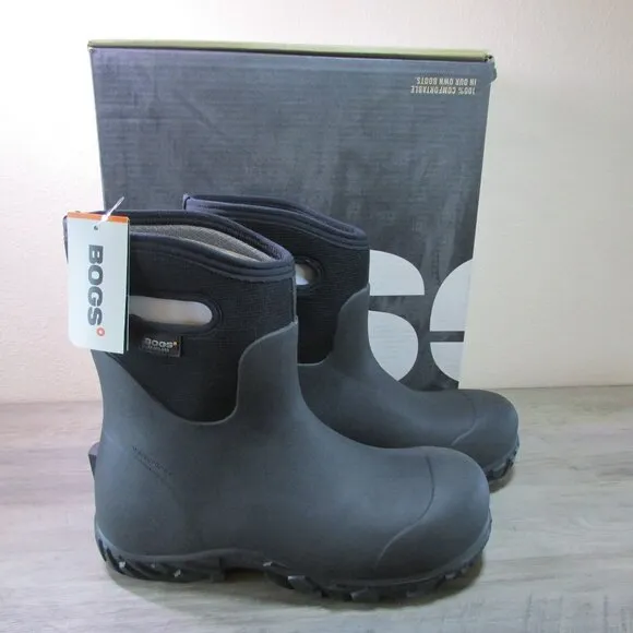 Bogs Men's Workman Mid Comp Safety Toe Insulated Waterproof Rain Mud Boot Black