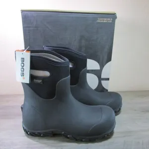 Bogs Men's Workman Mid Comp Safety Toe Insulated Waterproof Rain Mud Boot Black