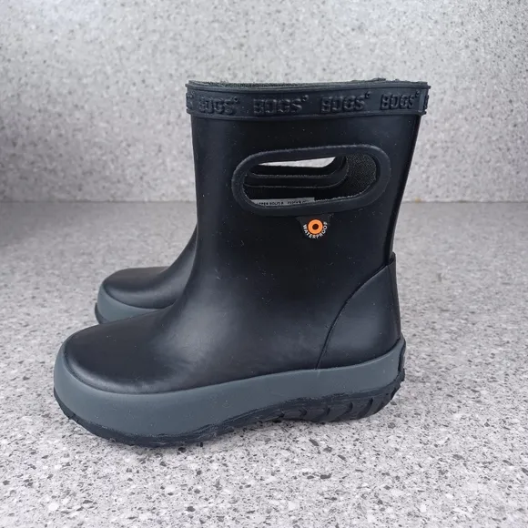 BOGS Skipper Black Waterproof Kids Rain Boots Shoes