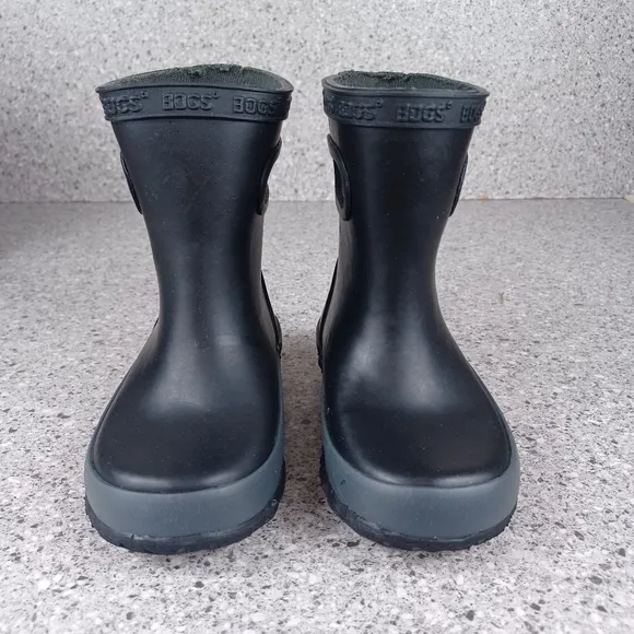 BOGS Skipper Black Waterproof Kids Rain Boots Shoes
