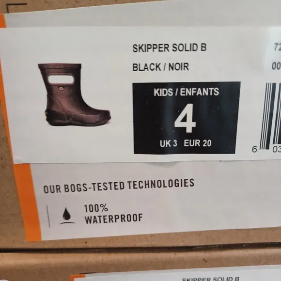 BOGS Skipper Black Waterproof Kids Rain Boots Shoes