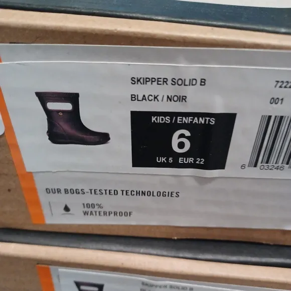 BOGS Skipper Black Waterproof Kids Rain Boots Shoes