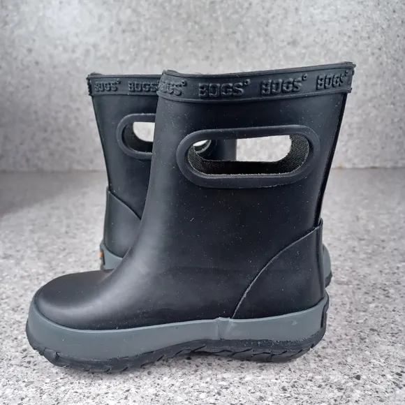 BOGS Skipper Black Waterproof Kids Rain Boots Shoes