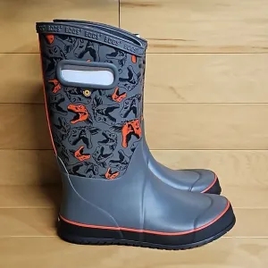 BOGS Rain Boots Cool Dinos Dinosaur Boys Girls Waterproof Shoe Gray Black