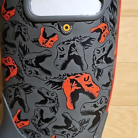 BOGS Rain Boots Cool Dinos Dinosaur Boys Girls Waterproof Shoe Gray Black