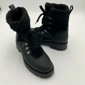 BootLegger Leather Sherpa Lined Chunky Lug Lace Up Winter Snow Boots 7.5 (NWOT)