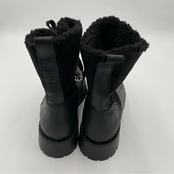 BootLegger Leather Sherpa Lined Chunky Lug Lace Up Winter Snow Boots 7.5 (NWOT)