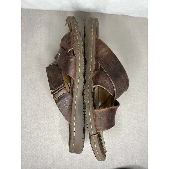 Born Hayka Sedona Leather Brown Slip On Sandals Womens Size 10
