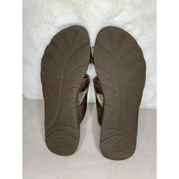 Born Hayka Sedona Leather Brown Slip On Sandals Womens Size 10