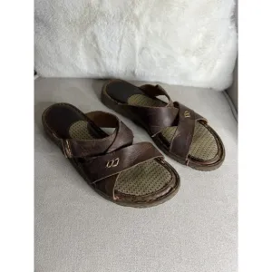 Born Hayka Sedona Leather Brown Slip On Sandals Womens Size 10