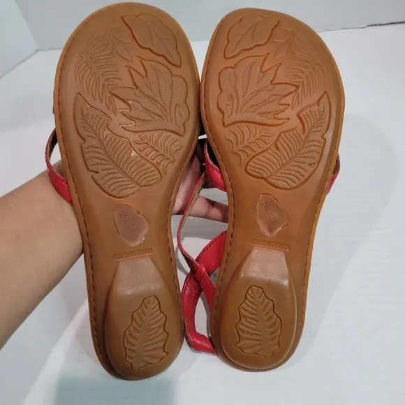 Born Red Leather Criss Cross Sandals Size  10 M