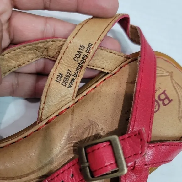 Born Red Leather Criss Cross Sandals Size  10 M