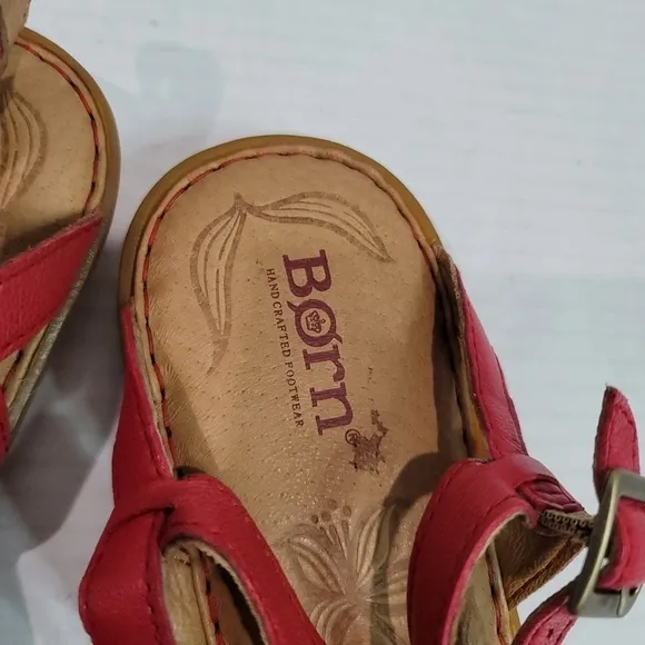 Born Red Leather Criss Cross Sandals Size  10 M