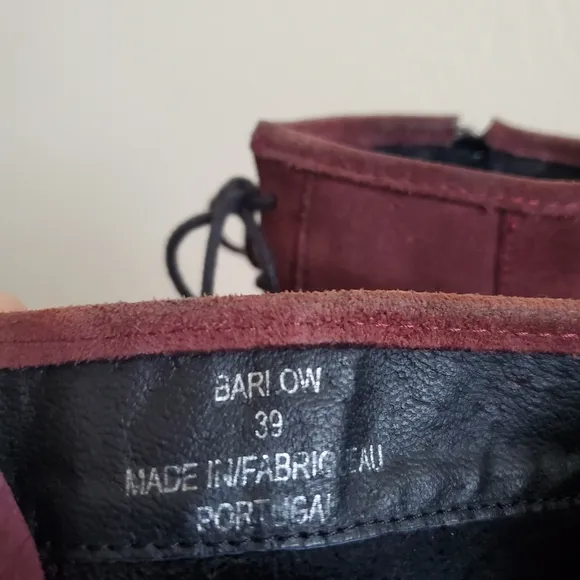Bos &amp; Co Barlow Waterproof Ruched Suede Chunky Heel Plum Back Laces Women's 39