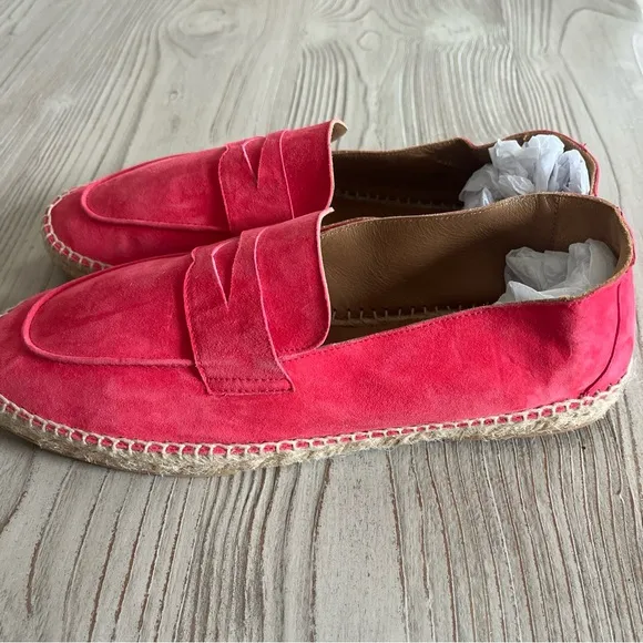 Bougeotte suede and jute loafers salmon size 10 made in Spain