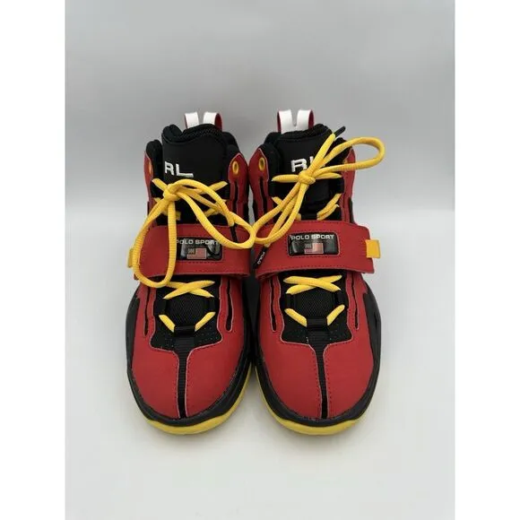 BRAND NEW Polo Sport Ralph Lauren PS100 SK HTL Strap Mid Sneakers Red/Yellow Sz7