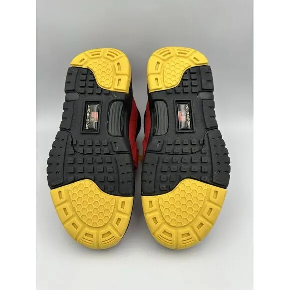 BRAND NEW Polo Sport Ralph Lauren PS100 SK HTL Strap Mid Sneakers Red/Yellow Sz7