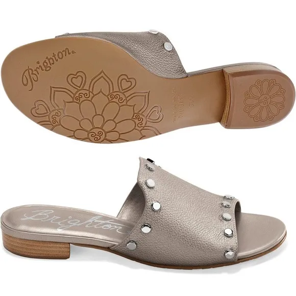 Brighton Pretty Tough Night Studded Pearl Leather Sandals Size 7
