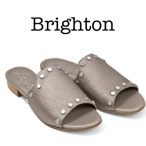 Brighton Pretty Tough Night Studded Pearl Leather Sandals Size 7