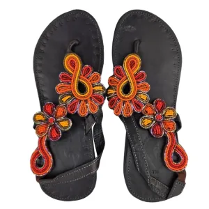 Brook Backstrap Beaded Leather Sandals from Kenya