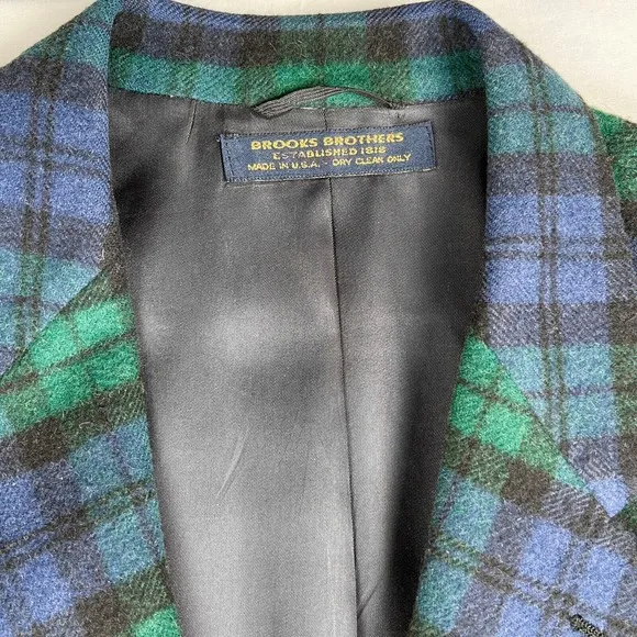 Brooks Brothers Black Watch Tartan Madras Plaid Vintage c1970s Sport Jacket Mens
