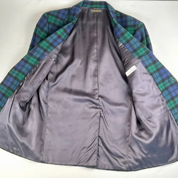 Brooks Brothers Black Watch Tartan Madras Plaid Vintage c1970s Sport Jacket Mens
