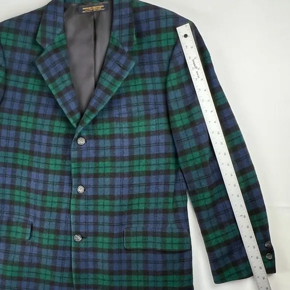 Brooks Brothers Black Watch Tartan Madras Plaid Vintage c1970s Sport Jacket Mens