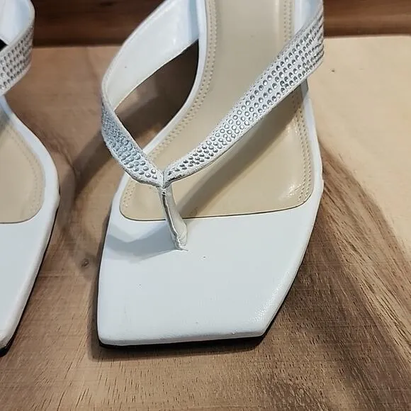 BSS BLACK SUEDE STUDIO CRYSTAL EMBELLISHED SANDAL SQUARE TOE WOMAN'S 39 NWOB