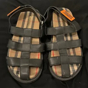 Burberry Kid's Brightling Caged Vintage Check Leather Sandals, Toddler/Kids