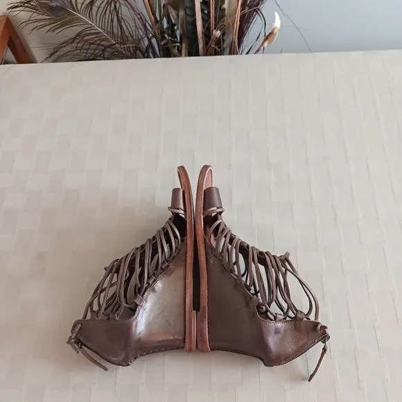Buttero Strappy Leather Semi Wedge Sandals