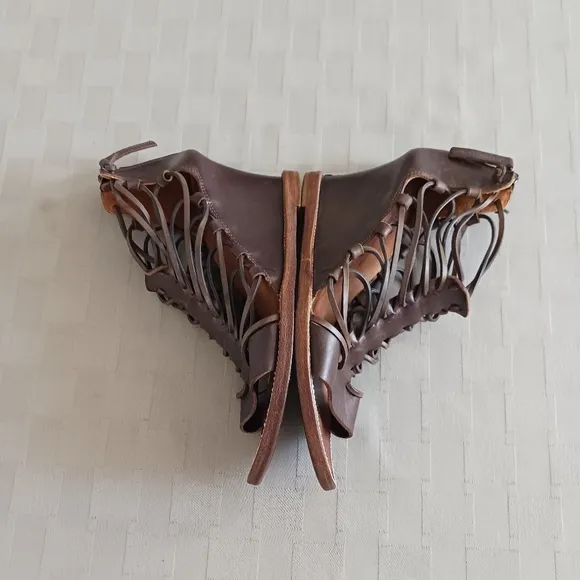 Buttero Strappy Leather Semi Wedge Sandals