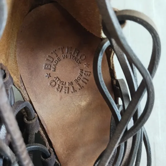 Buttero Strappy Leather Semi Wedge Sandals
