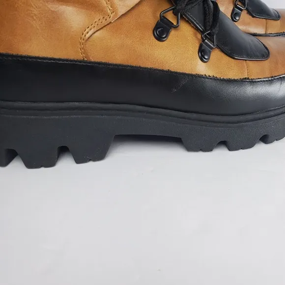 C Woman's Lace Up Combat Moto Boots Chunky Sole Block Heel Whimsycal Goth Sz 8
