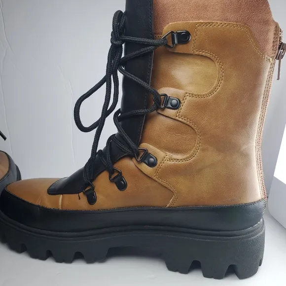 C Woman's Lace Up Combat Moto Boots Chunky Sole Block Heel Whimsycal Goth Sz 8