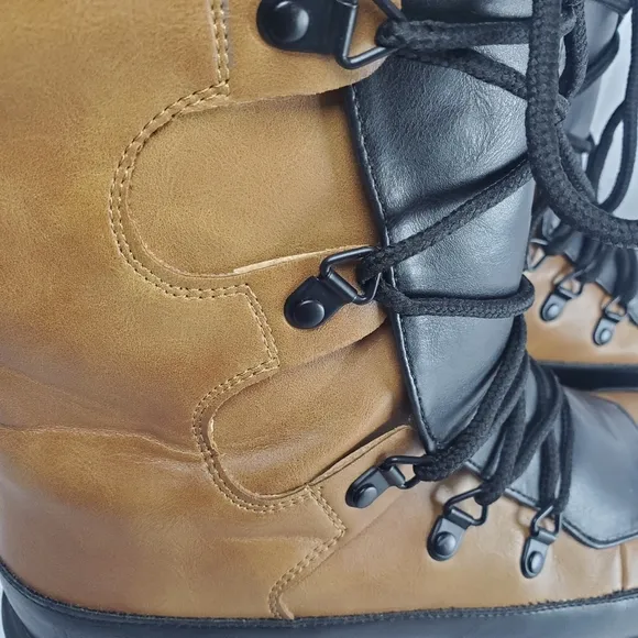 C Woman's Lace Up Combat Moto Boots Chunky Sole Block Heel Whimsycal Goth Sz 8